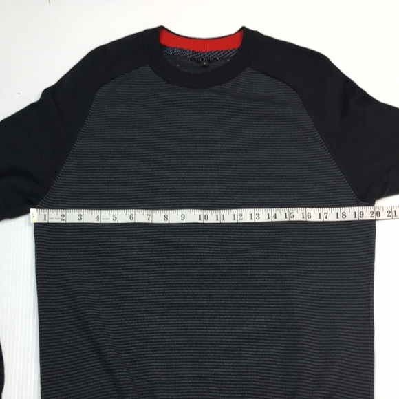 Ted Baker London Men’s Wool Blend Black/Grey Stripped Sweater. Sz 4 - Picture 7 of 10
